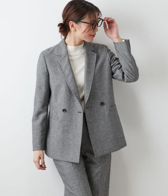 L】ウールアルパカホームスパン ダブルブレストジャケット  
