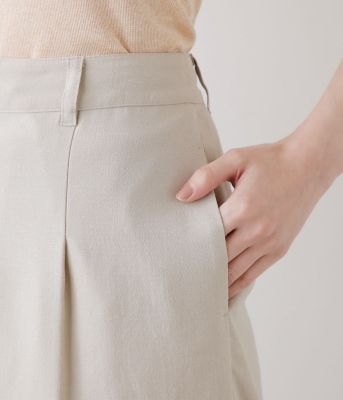 【Ｌ】リネンライククロス　タックガウチョパンツ（２０２４５４３３２１５０）