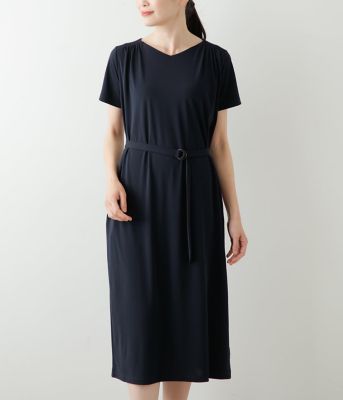 【Ｌ】【接触冷感・ＵＶカット】ポリエステルスムース　シャーリングカットソーワンピース（２０２４５４８４２６６４）