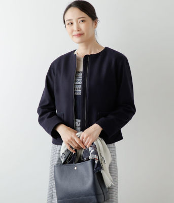 ＜NEWYORKER L PLUS (Women/大きいサイズ)＞【Ｌ】ＮＥＷＹＯＲＫＥＲ　ＭＥＬＴＯＮ　ノーカラージップブルゾン（２０２４５９５５３８６１）