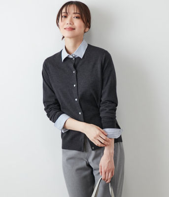 ＜NEWYORKER L PLUS (Women/大きいサイズ)＞【Ｌ】【手洗い可能】キャッシュウール　クルーネックカーディガン（２０２４５９７１３５６０）