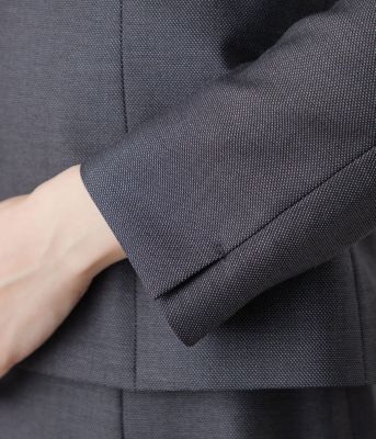 美品⭐️Reflect、ジャケット+ワンピース、シルク混ツイード生地、42_XL ウールシルクシャークスキン 1釦ノーカラージャケット(71113805