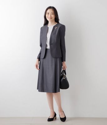 ウールシルクバーズアイ 1釦ノーカラージャケット