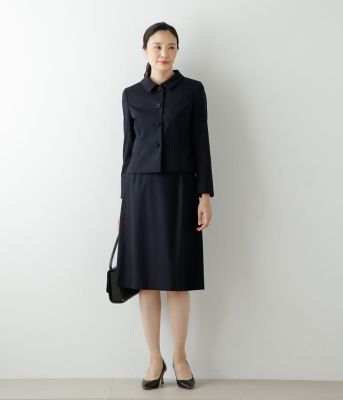 美品　ニューヨーカー　金ボタン　スカート　セットアップ　ネイビー　９/６０-８８ ✨美品✨ NEWYORKER ネイビー スカートセットアップ シルク混
