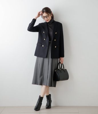 L】ウールファインカルゼ ダブルブレストブレザー