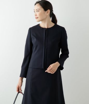 NEWYORKER L (Women/大きいサイズ)/ニューヨーカー Ｌ 【L】【お受験対応】ウールファインドビー ノーカラージャケット(202484123920)