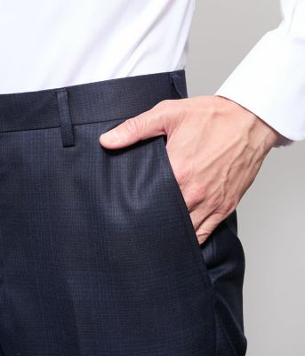 NEWYORKER シルク混　スーツ　サイズ違い3点セット　春夏　紺 TAILOR CLOTH シルク混 チェック スーツ