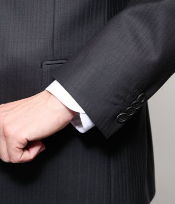 NEWYORKER ニューヨーカー ブラックストライプ メンズ スーツ ビジネス PREMIUM CLOTH Beyond ストライプ スーツ