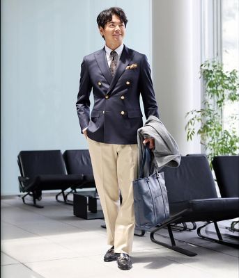 【新品未使用タグ付】ニューヨーカー　紺ブレ　ダブル　金ボタン NEWYORKER】ニューヨーカー ダブルブレスト 紺ブレザー 金ボタン 9