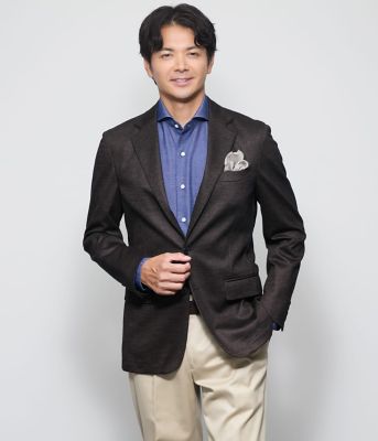 josemoonウエストコンシャスヘリンボーンジャケット ストレッチ】MOVING COMFORT ヘリンボーン
