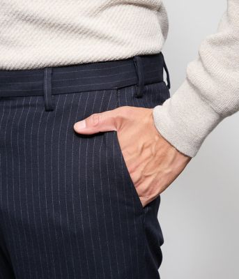 ウォッシャブル・ストレッチ】チョークストライプ パンツ