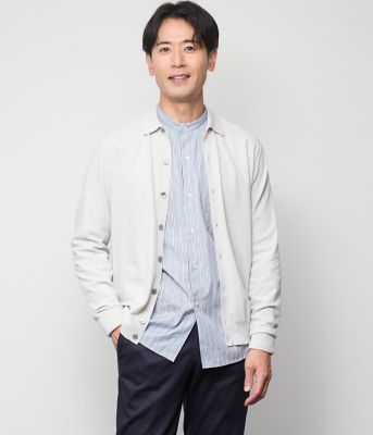 ウォッシャブル】編み柄襟付き カーディガン