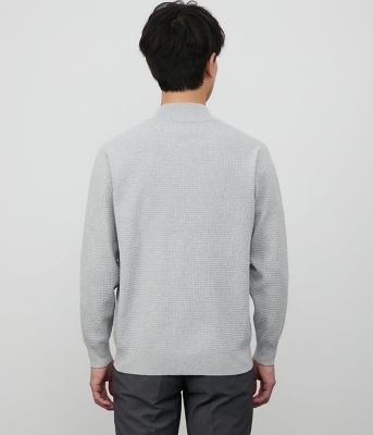 ウォッシャブル】プレーティング ジップアップカーディガン