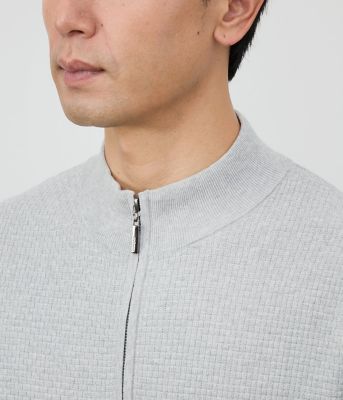 ウォッシャブル】プレーティング ジップアップカーディガン