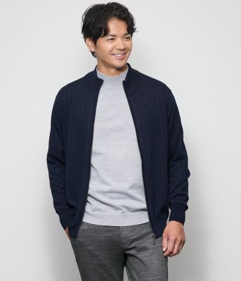 プレーティング ジップアップスタンド カーディガン