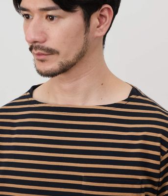 【接触冷感】ボートネックデザイン　ボーダーＴシャツ（２０２５１１６１５５５２）