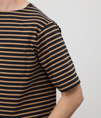 【接触冷感】ボートネックデザイン　ボーダーＴシャツ（２０２５１１６１５５５２）
