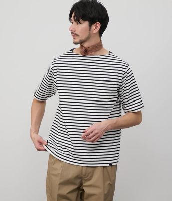 【接触冷感】ボートネックデザイン　ボーダーＴシャツ（２０２５１１６１５５５２）