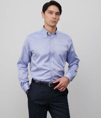 ＜NEWYORKER (Men)＞ＮＹ　ＣＡＲＥ　ＦＲＥＥ・ＳＵＰＩＭＡ　ＣＯＴＴＯＮ　ドビー柄　長袖ボタンダウンシャツ（２０２５１１７０５３５１）