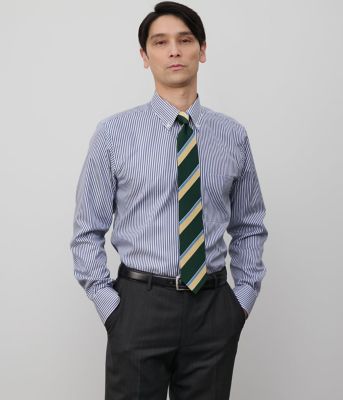 ＜NEWYORKER (Men)＞ＮＹ　ＣＡＲＥ　ＦＲＥＥ・ＳＵＰＩＭＡ　ＣＯＴＴＯＮ　ロンドンストライプ　長袖ボタンダウンシャツ（２０２５１１７０５３５２）