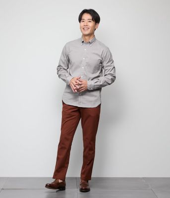 ATON ブラック 長袖シャツ ポケット付き　ウールシャツ　グレー NILWAY（ニルウェイ）の「花柄刺繍アクセントオーバーサイズ