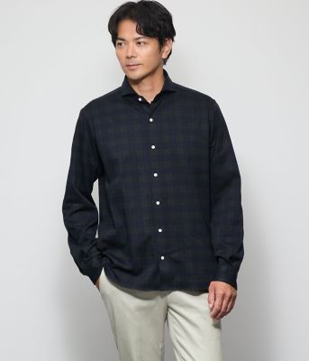 NEWYORKER (Men)/ニューヨーカー Jカミーチェ ニットネル 長袖カッタウェイカラーシャツ(202511766713) 75ネイビー トップス【三越伊勢丹/公式】