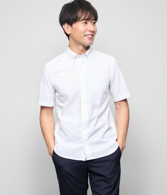 NEWYORKER (Men)/ニューヨーカー 【吸水速乾】サッカー　無地　半袖ショートボタンダウンシャツ（２０２５１１７７５７４２）