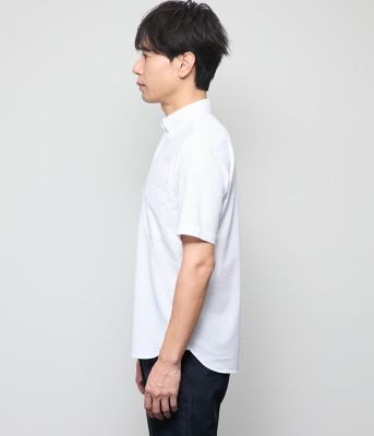 吸水速乾】サッカー 無地 半袖ショートボタンダウンシャツ