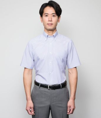 【吸水速乾・防シワ】ＦＬＥＸＹ　ロンドンストライプ　半袖ボタンダウンシャツ（２０２５１１７９５３８３）