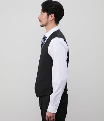 撥水】無地 襟なしオッドベスト（セットアップ対応