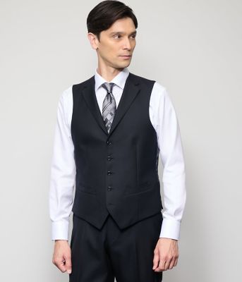 NEWYORKER (Men)/ニューヨーカー HERITAGE CLOTH 無地 サキソニー 襟付きオッドベスト(セットアップ対応)(202515146210) 75ネイビー 【三越伊勢丹/公式】