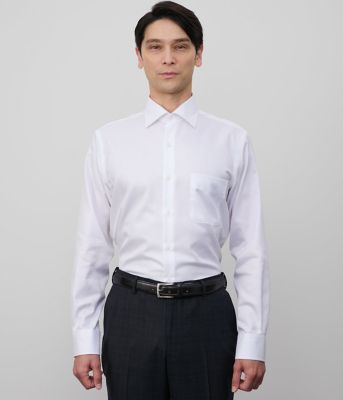 ＮＹ　ＣＡＲＥ　ＦＲＥＥ・ＳＵＰＩＭＡ　ＣＯＴＴＯＮ　ヘリンボーン　長袖ワイドカラーシャツ（２０２５１５７１５３２１）