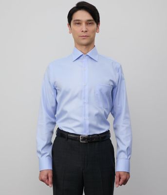 ＮＹ　ＣＡＲＥ　ＦＲＥＥ・ＳＵＰＩＭＡ　ＣＯＴＴＯＮ　ヘリンボーン　長袖ワイドカラーシャツ（２０２５１５７１５３２１）
