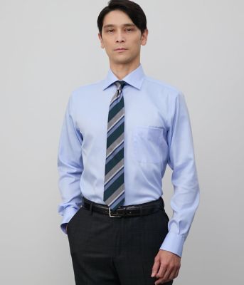 ＮＹ　ＣＡＲＥ　ＦＲＥＥ・ＳＵＰＩＭＡ　ＣＯＴＴＯＮ　ヘリンボーン　長袖ワイドカラーシャツ（２０２５１５７１５３２１）