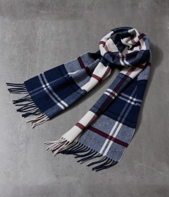 NEWYORKER (Men)/ニューヨーカー カシミヤ BIGニューヨーカータータン マフラー(202515966850) 75ネイビー ネックウォーマー【三越伊勢丹/公式】