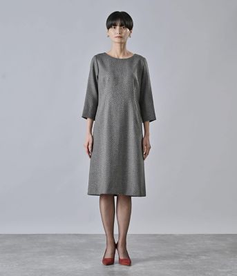 MARZOTTO ダイヤジャカード 7分袖Aラインワンピース