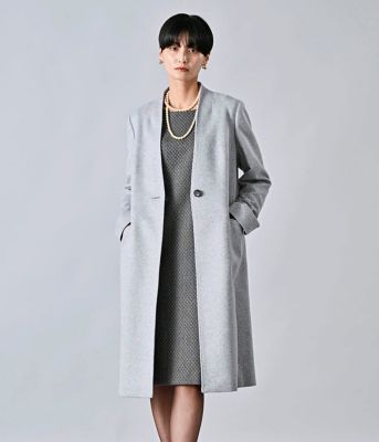 ＜Atraer (Women)＞カシミヤ混ビーバー　ノーカラーＶネックコート（２０２５２６５１６３０１）
