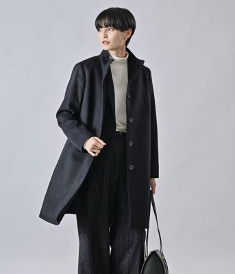カシミヤ混ビーバー スタンドカラーコート