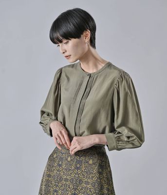 Atraer (Women)/アトラエル ブライトローン 8分袖ピンタックブラウス(202526616532) 54カーキグリーン トップス【三越伊勢丹/公式】