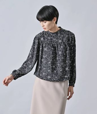 Atraer (Women)/アトラエル モノトーンフラワープリント ヨーク切り替えブラウス(202526616541) 05ブラック トップス【三越伊勢丹/公式】