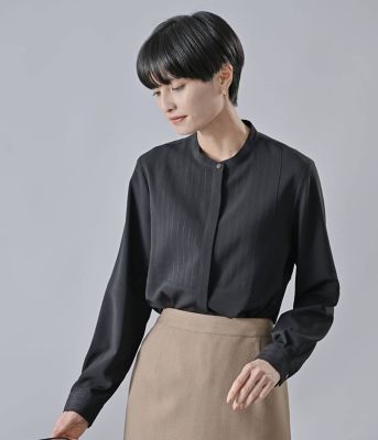 ＜Atraer (Women)＞シフォンストレッチ　飾りステッチ切替ブラウス（２０２５２６６２６５３３）