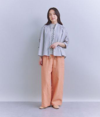 Ｌｉｎｅｎ　Ｃｈａｍｂｒａｙ　ドロストサイドポケットパンツ（２０２５３７３３５０３１）