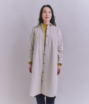 Ｃｏｔｔｏｎ　Ｌｉｎｅｎ　Ｄｏｕｂｌｅ　Ｓｔｒｉｐｅ　ポケットロングシャツドレス（２０２５３７４１６０１１）