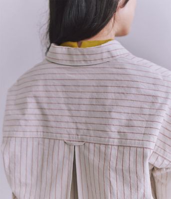 Ｃｏｔｔｏｎ　Ｌｉｎｅｎ　Ｄｏｕｂｌｅ　Ｓｔｒｉｐｅ　ポケットロングシャツドレス（２０２５３７４１６０１１）