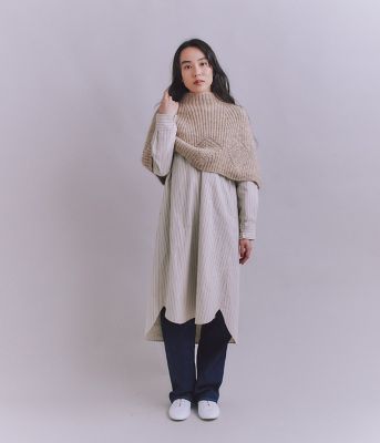 Ｃｏｔｔｏｎ　Ｌｉｎｅｎ　Ｄｏｕｂｌｅ　Ｓｔｒｉｐｅ　ポケットロングシャツドレス（２０２５３７４１６０１１）