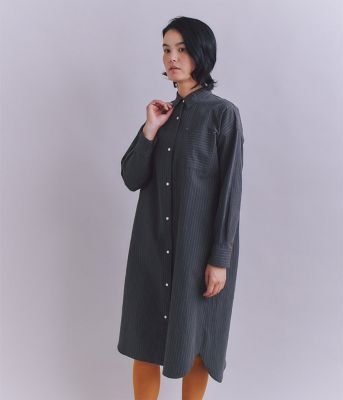 Ｃｏｔｔｏｎ　Ｌｉｎｅｎ　Ｐｉｎ　Ｓｔｒｉｐｅ　ポケットロングシャツドレス（２０２５３７４１６０１２）