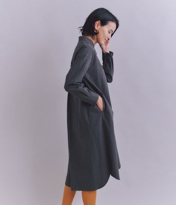 Ｃｏｔｔｏｎ　Ｌｉｎｅｎ　Ｐｉｎ　Ｓｔｒｉｐｅ　ポケットロングシャツドレス（２０２５３７４１６０１２）