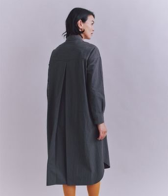 Ｃｏｔｔｏｎ　Ｌｉｎｅｎ　Ｐｉｎ　Ｓｔｒｉｐｅ　ポケットロングシャツドレス（２０２５３７４１６０１２）