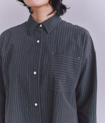 Ｃｏｔｔｏｎ　Ｌｉｎｅｎ　Ｐｉｎ　Ｓｔｒｉｐｅ　ポケットロングシャツドレス（２０２５３７４１６０１２）