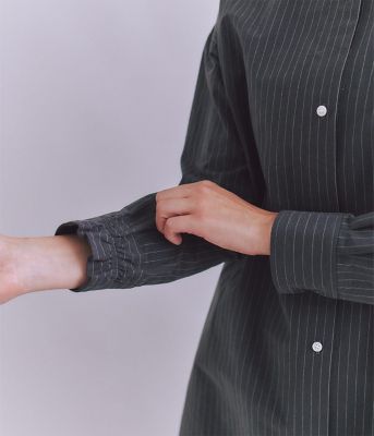 Ｃｏｔｔｏｎ　Ｌｉｎｅｎ　Ｐｉｎ　Ｓｔｒｉｐｅ　ポケットロングシャツドレス（２０２５３７４１６０１２）